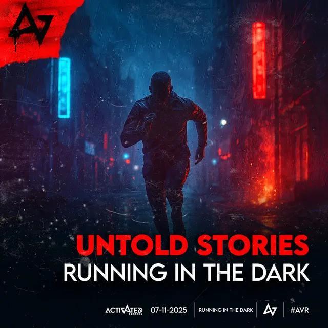 Running In The Dark by ACTIVATED Records, Untold Stories - Hardstyle cover art