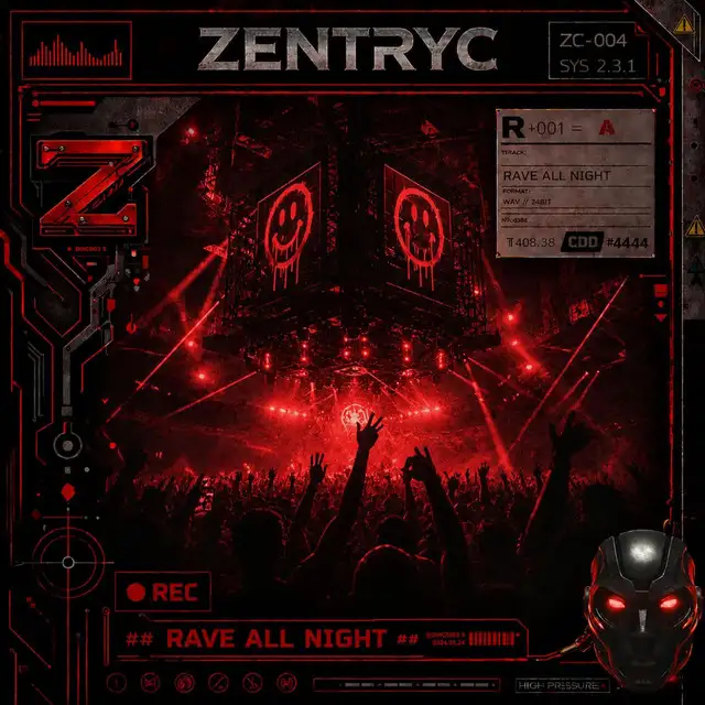 RAVE ALL NIGHT by GEWOONRAVES, Zentryc, JXCN - Hard Techno cover art