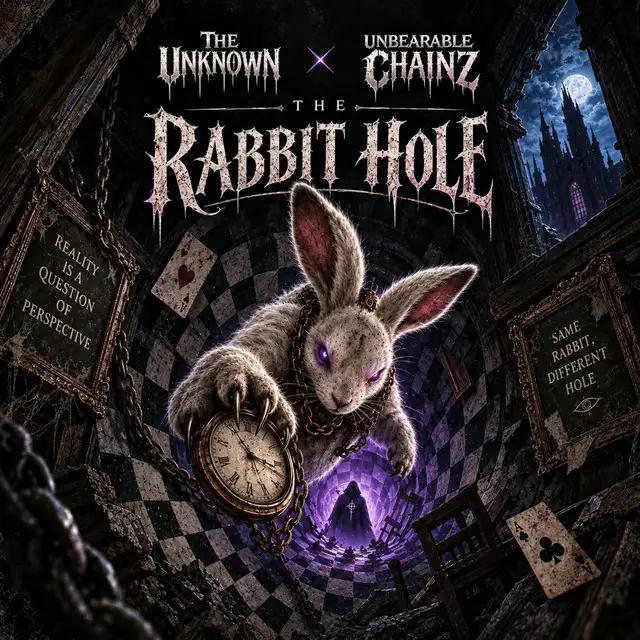 The Rabbit Hole by The Unknown, Unbearable Chainz, Eternal Records - Hardstyle cover art